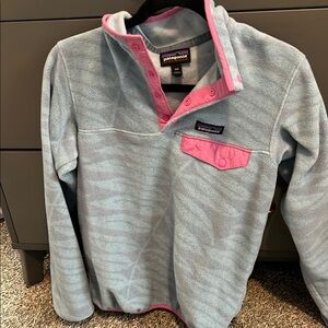 Patagonia Blue and Pink Fleece Synchilla